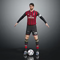 Professional Football Player Wearing Red And Black Striped Jersey Number 22 With Soccer Ball