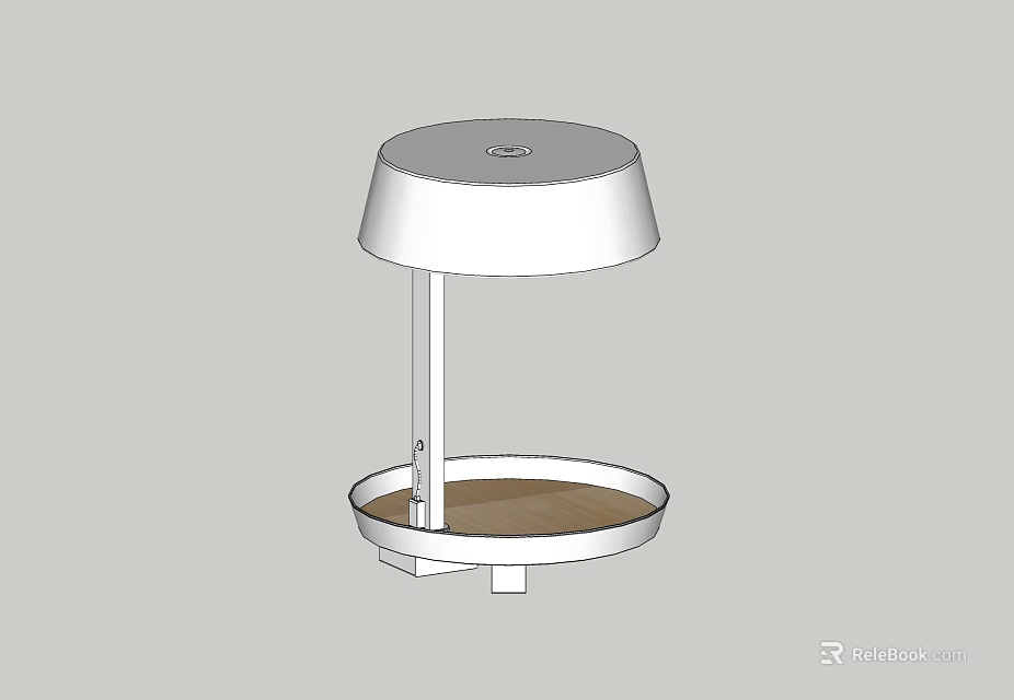 Modern Table Lamp With White Lampshade And Round Brown Inner Base 3d model 
