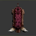 3D Animated Boar With Pink Spiky Mane Large White Tusks Red Eyes And Brown Body