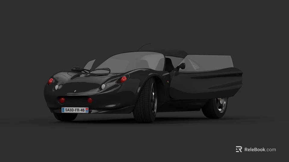 Sleek Black Sports Car with Open Doors and Modern Exterior Design 3d model 