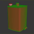 Red Container Structure With Red Lid And Small White Cup On Top