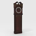 Vintage Dark Brown Wooden Grandfather Clock With Decorative Brass Accents