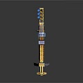 Sci-Fi Rifle Design With Yellow Blue Color Stand And Red Triangle Sign