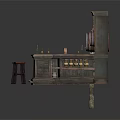 Vintage Bar Interior Featuring Wooden Counter Stools Barrels And Wine Racks