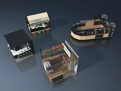 Modern Landscape Sculpture For Commercial Retail Shop Models Featuring Glass And Wood Elements 3d model