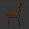 Wooden Chair With Vertical Slat Backrest And Tan Fabric Seat Cushion