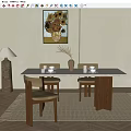 Modern Middle Ancient Dining Table and Chair Combination Middle Ancient Dining Table and Chair Combination 3d model