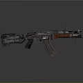 Modern Tactical Assault Rifle With Wooden Stock Metal Components And Magazine