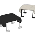 Modern Black And White Leather Sofa Stool With Curved Design And Metal Legs