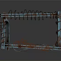 Vintage Style Metal Structure with Multiple Hooks Neon Light and Wires