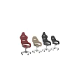 Ergonomic Modern Office Chair Black and Beige Curved Backrest Leather Upholstery Metal Base Wheels