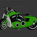Green Modern Motorcycle With Shiny Surface Black Seat And Circular Design Elements