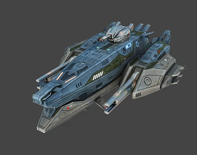 Futuristic Warship With Advanced Weapon Systems Streamlined Design And Armored Hull 3d model