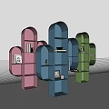 Colorful Cactus Shaped Bookcases With Pink Blue Green Designs And Decorative Shelves