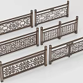 Elegant Chinese Carved Railings With Intricate Patterns Decorative Design Styles 3d model