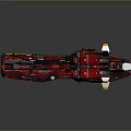 Sci Fi Spaceship With Red Yellow Accents And Mechanical Wing Structures 3d model