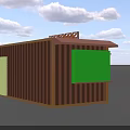 Modern Commercial Street Container Shop With Brown Exterior Orange Sign And Windows