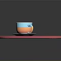 Colorful Latte Coffee With Heart Shaped Art On Saucer And Gradient Platform