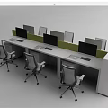 Modern Office Workstations Interior Setup With Partitions Computers And Ergonomic Chairs 3d model