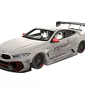 White BMW F201M Race Car With Large Rear Wing And Sporty Exterior Design