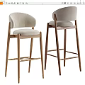 Modern Design Bar Stools With Wooden Frame And Light Colored Padded Seats