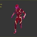 The Flash Superhero 3D Model In Red Costume With Yellow Lightning Running Pose