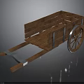 Vintage Wooden Cart Design With Open Bed And Metal Spoked Wheels
