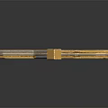 Ornate Long Sword With Gold Hilt Blue Accents And Shiny Metallic Design