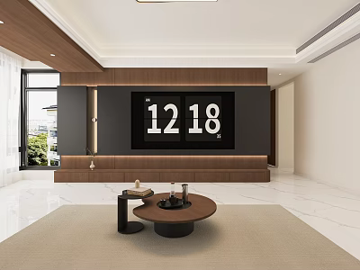 Modern Living and Dining Room Interior With TV Wall Coffee Table And Decor 3d model