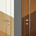 Modern Wooden Hinged Doors Featuring Geometric Lines White Light And Dark Brown Finishes