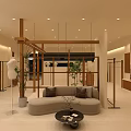 Modern Clothing Store Interior With Mannequins Clothing Racks Sofa Plants And Wooden Decor