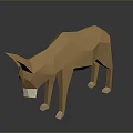 Low Poly Brown Donkey Animal Model With Geometric Design And Dark Background Reflection 3d model