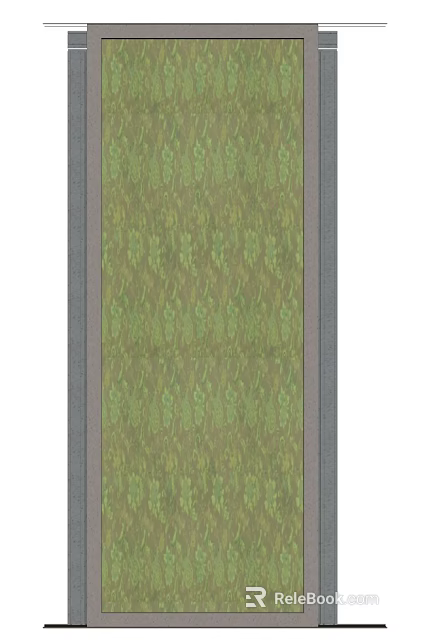 Green Patterned Swing Door With Gray Frame And Elegant Design 3d model