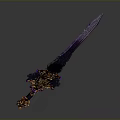 Purple Sword With Ornate Hilt Golden Pink Accents And Intricate Patterns