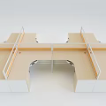 Modern Modular Office Desk With Wooden Top Metal Frame Partition And Workstations
