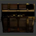 Open Wooden Treasure Chest With Metal Accents Filled With Gold Coins