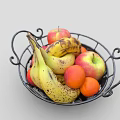 Black Wrought Iron Basket Filled With Fresh Bananas Apples And Oranges