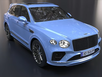 Blue Bentley Luxury SUV 3D Model with Sleek Exterior Design Features 3d model