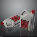 White Plastic Cooking Oil Bottles with Red Caps and Colorful Labels