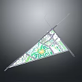 Architectural Plan Displayed On Triangular Flag With Green And White Design