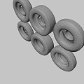 Assorted Car Tires With Different Wheel Rim Styles And Colors 3d model