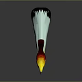 Vibrant Flying Bird With Yellow Head Green Neck Red Body White Black Tail Blue Beak