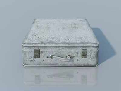 Swing Door Design For Vintage Silver Suitcase With Metal Clasps And Handle 3d model