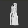 Elegant White Dress With Puffed Sleeves Double Breasted Buttons And Embroidery Details