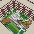 Red Brick Courtyard With Trees Stone Paved Paths And People Walking
