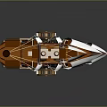 Wooden Sailboat Model With Wheels And White Sails On Dark Background