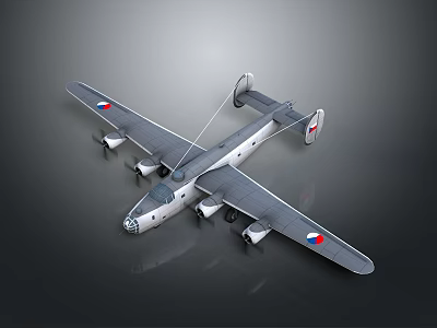 Space Exploration Themed Silver Gray Airplane Model With Four Engines And Wing Logos 3d model