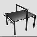 Minimalist Black Wooden Table With Geometric Frame And Cross Legs Design For Modern Home