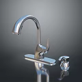 Modern Chrome Kitchen Faucet With Single Handle And Curved Spout Design