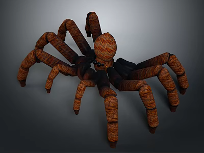 Realistic Brown Spider 3D Model With Textured Body And Long Legs 3d model